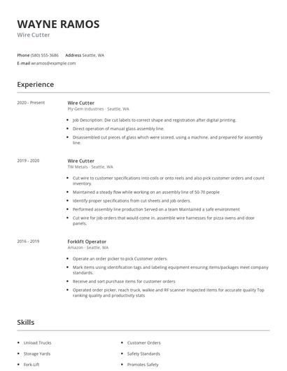 Wire Cutter Resume