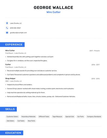 Wire Cutter Resume