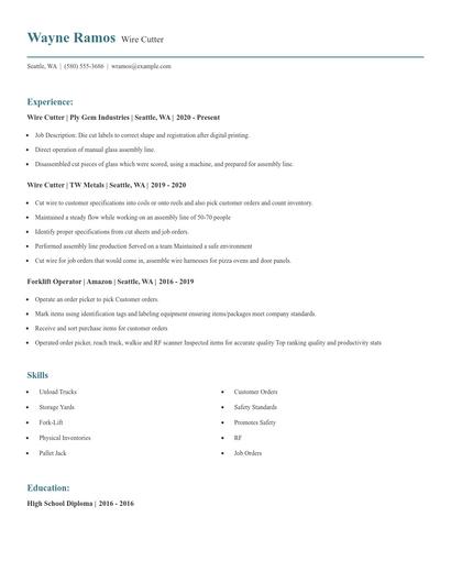 Wire Cutter Resume
