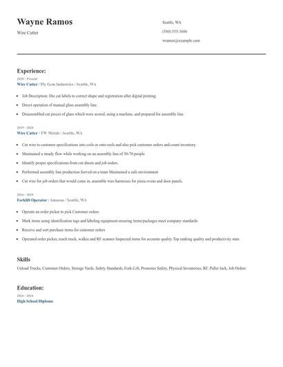 Wire Cutter Resume