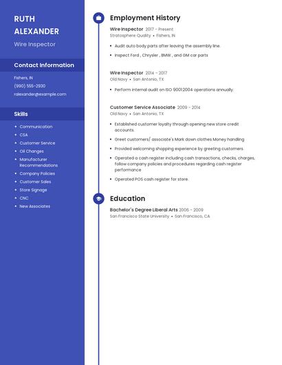 Wire Inspector Resume