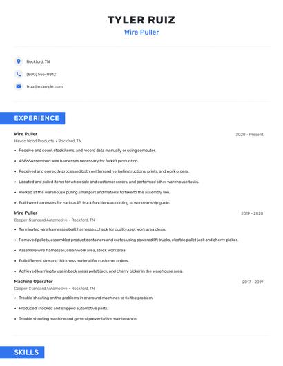 Wire Puller Resume