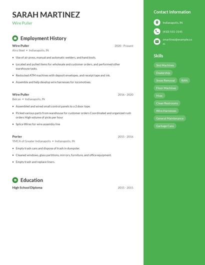 Wire Puller Resume