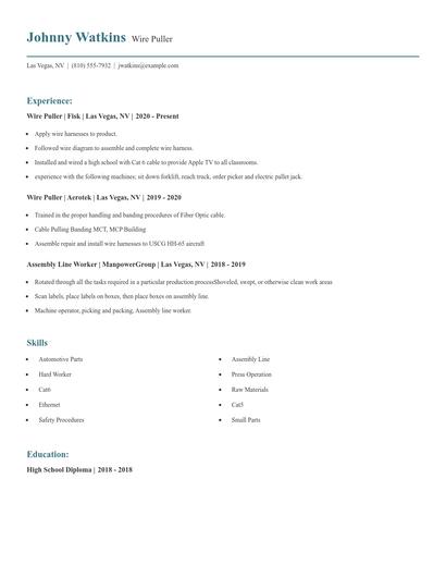 Wire Puller Resume