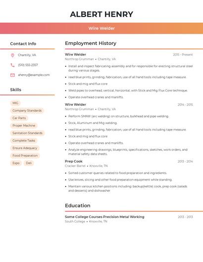 Wire Welder Resume