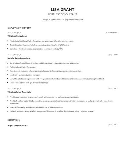 Wireless Consultant Resume