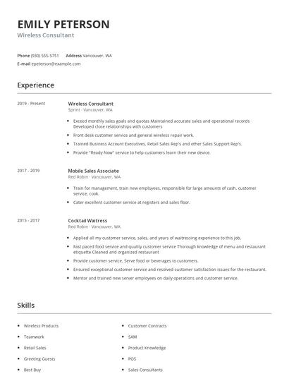 Wireless Consultant Resume