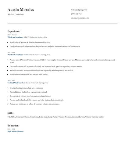 Wireless Consultant Resume