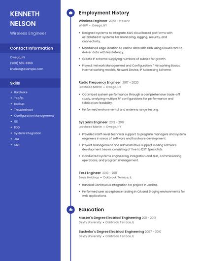 Wireless Engineer Resume
