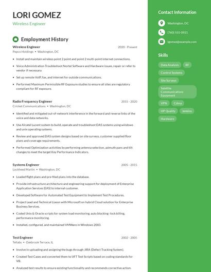 Wireless Engineer Resume