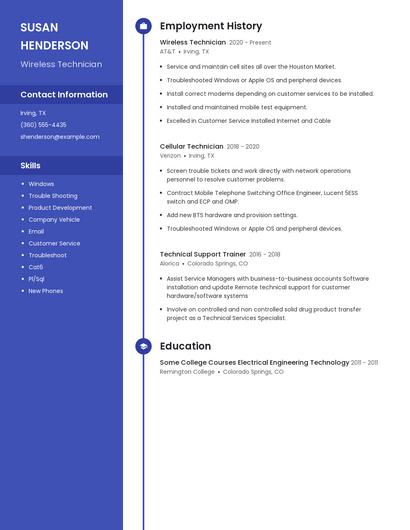 Wireless Technician Resume