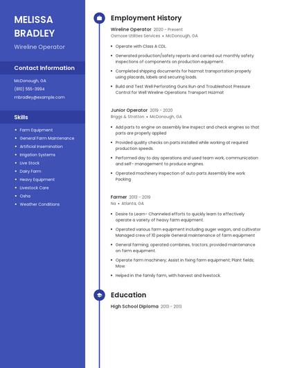 Wireline Operator Resume