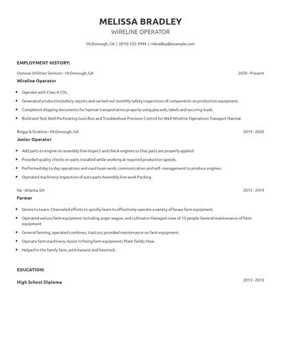 Wireline Operator Resume