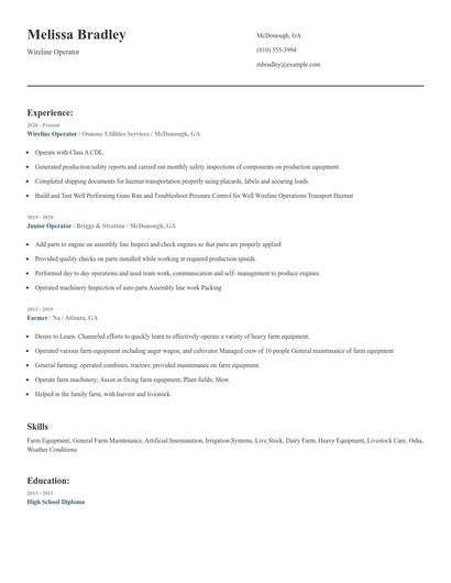 Wireline Operator Resume