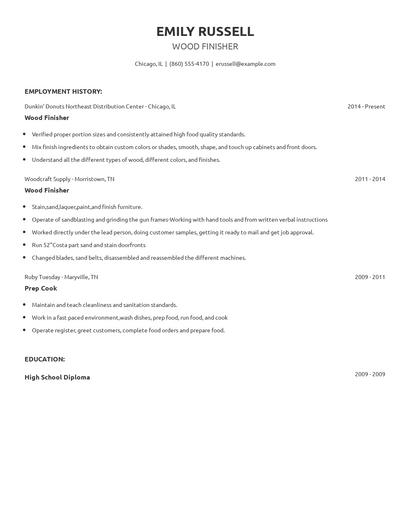 Wood Finisher Resume