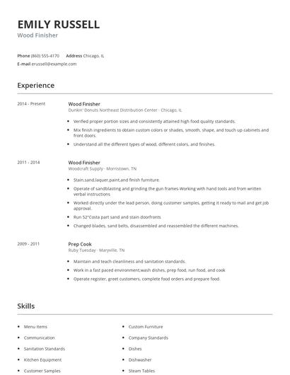 Wood Finisher Resume