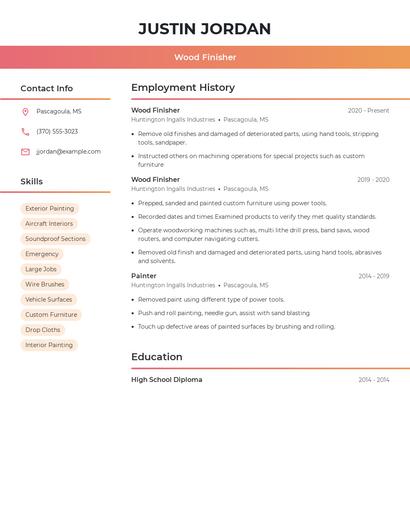 Wood Finisher Resume