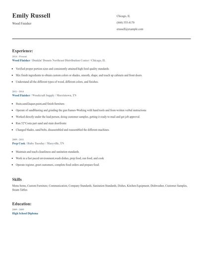 Wood Finisher Resume