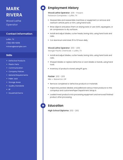 Wood Lathe Operator Resume