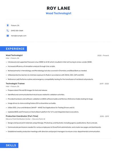 Wood Technologist Resume