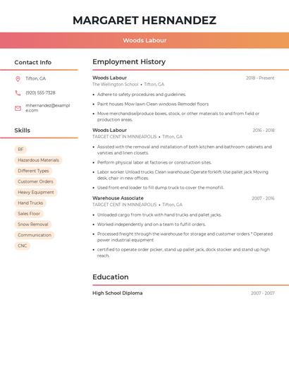 Woods Labour Resume