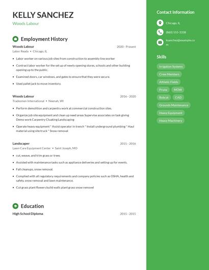 Woods Labour Resume