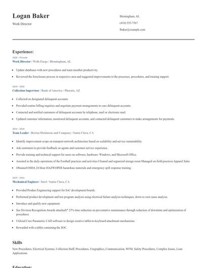 Work Director Resume