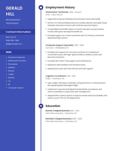 Workstation Technician Resume