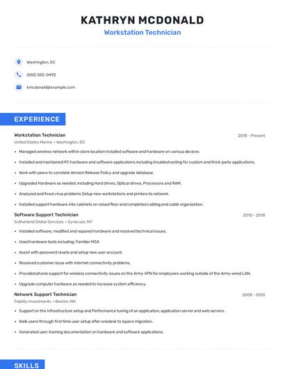 Workstation Technician Resume