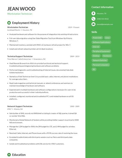 Workstation Technician Resume