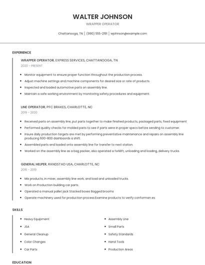 Wrapper Operator Resume