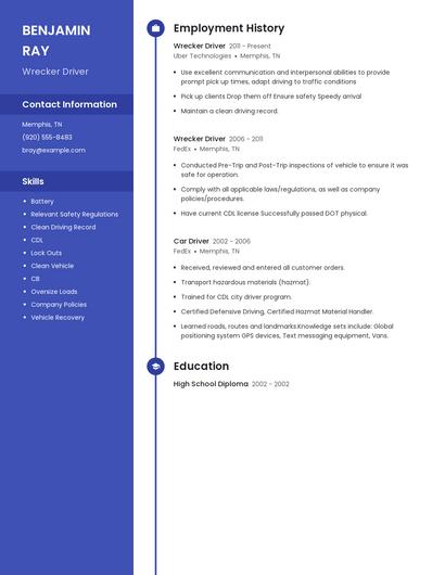 Wrecker Driver Resume