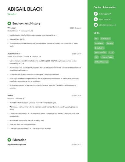 Wrecker Resume