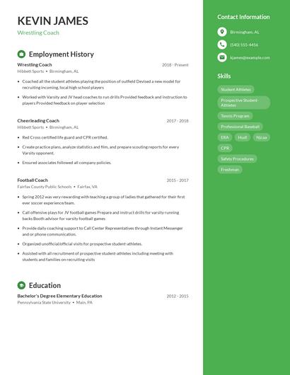 Wrestling Coach Resume