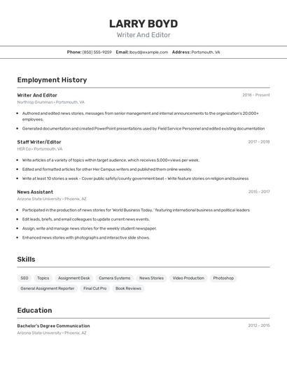 Resume example 2