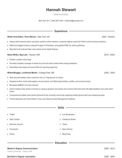 Resume example 1