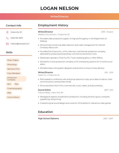 Writer/Director Resume