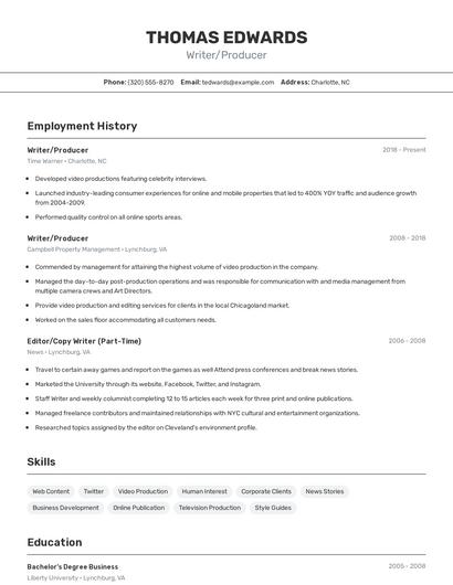 Resume example 2