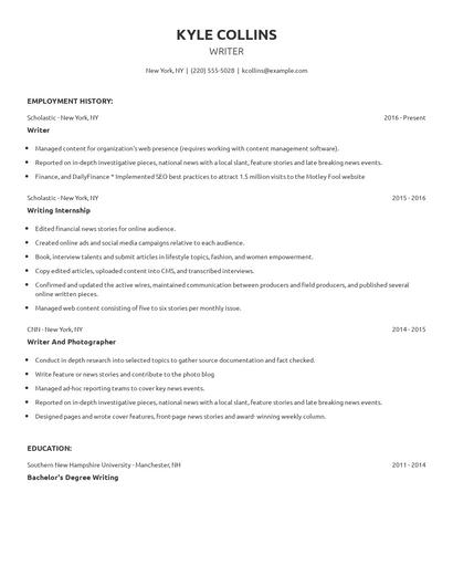Writer Resume