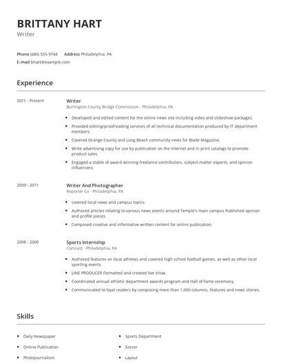 Writer Resume