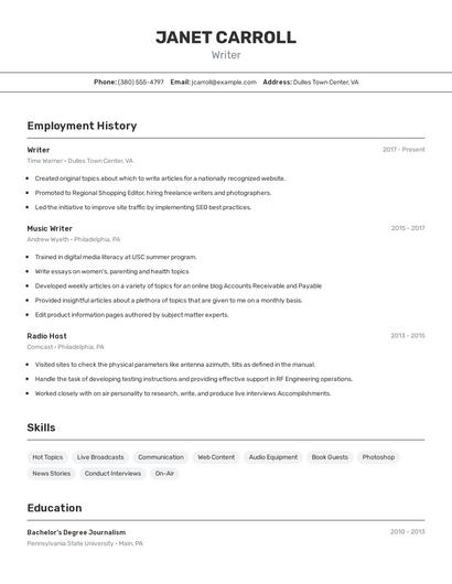 Resume example 2
