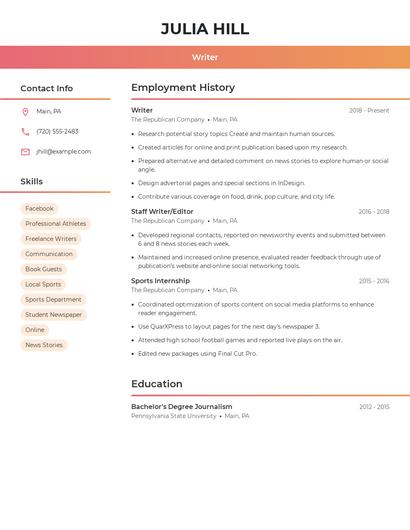 Writer Resume