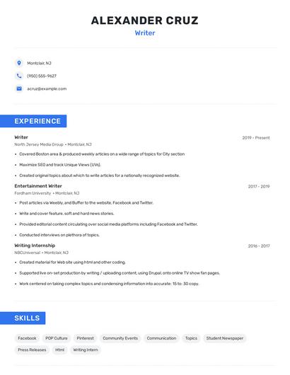 Writer Resume