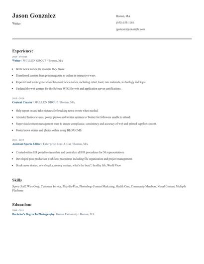 Writer Resume