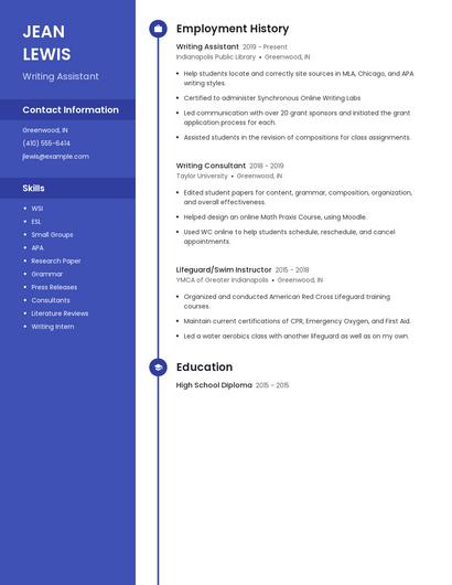 Writing Assistant Resume