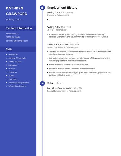 Writing Tutor Resume