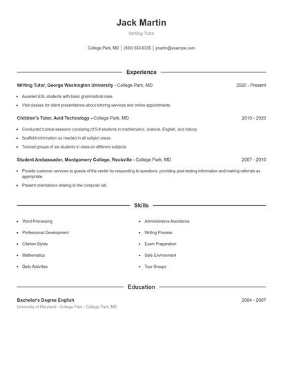 Resume example 1