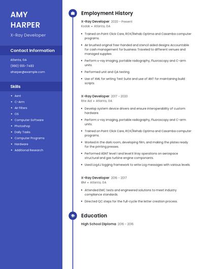 X-Ray Developer Resume