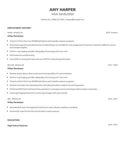 X-Ray Developer Resume