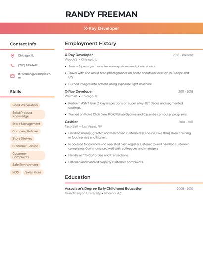 X-Ray Developer Resume